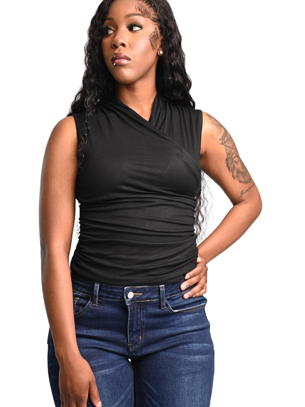 Derri V-Neck Top Black