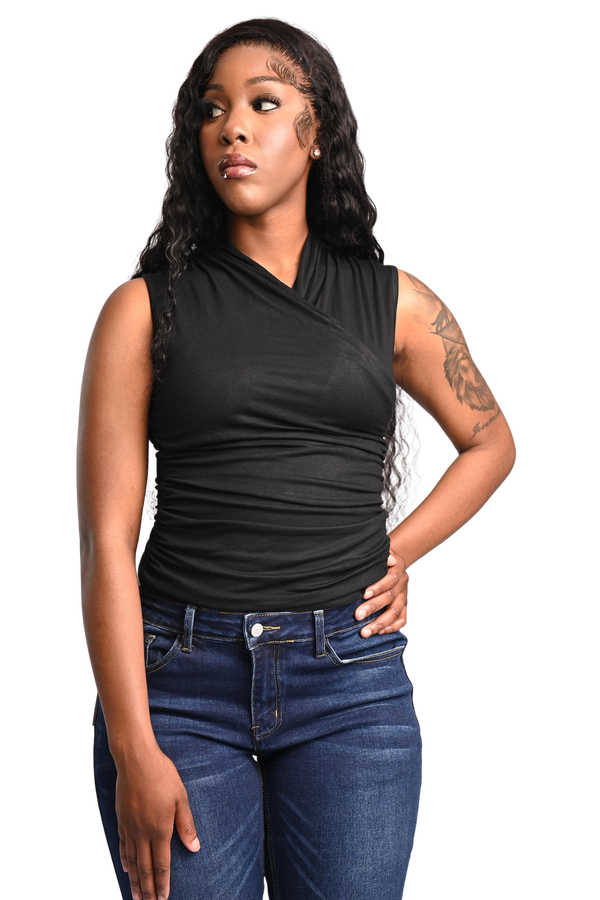 Derri V-Neck Top Black