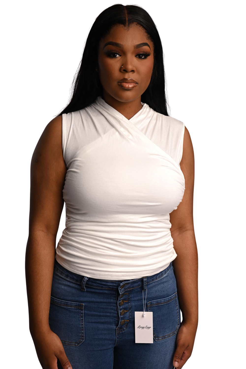 Derri V-Neck Top White
