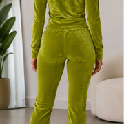 Kiara Women Teen Velvet Hooded 2-Piece Pants Set – Apple Green
