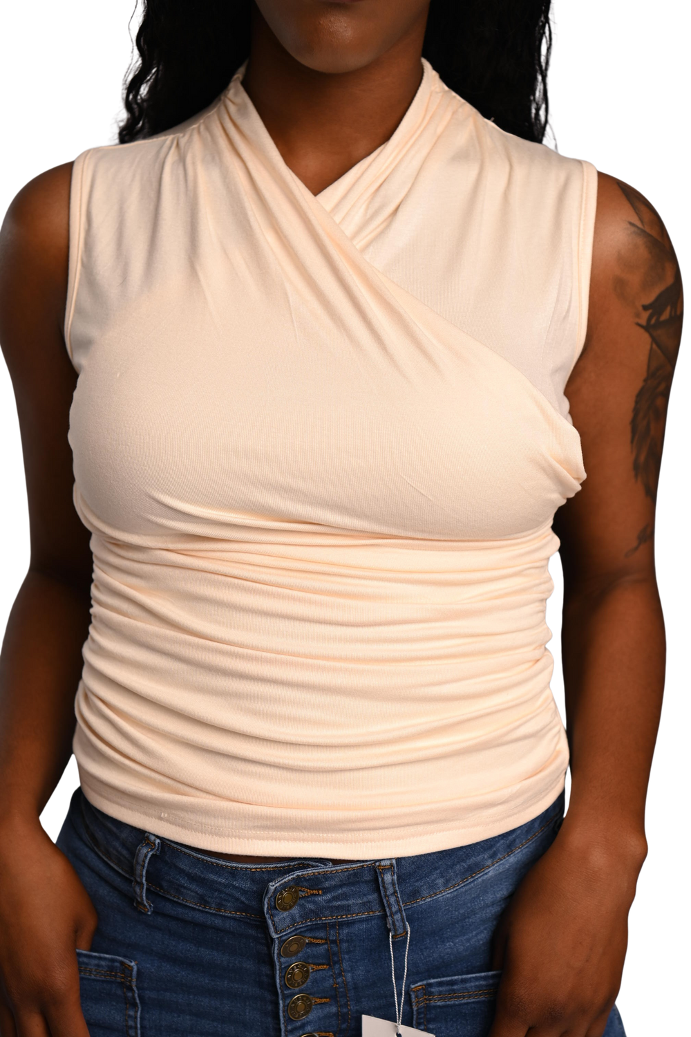 Derri V-Neck Top Cream